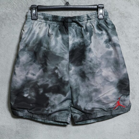 Jordan Shorts Youth Large Black Gray Red Tie Dye Drawstring Athletic Basketball - Picture 1 of 14